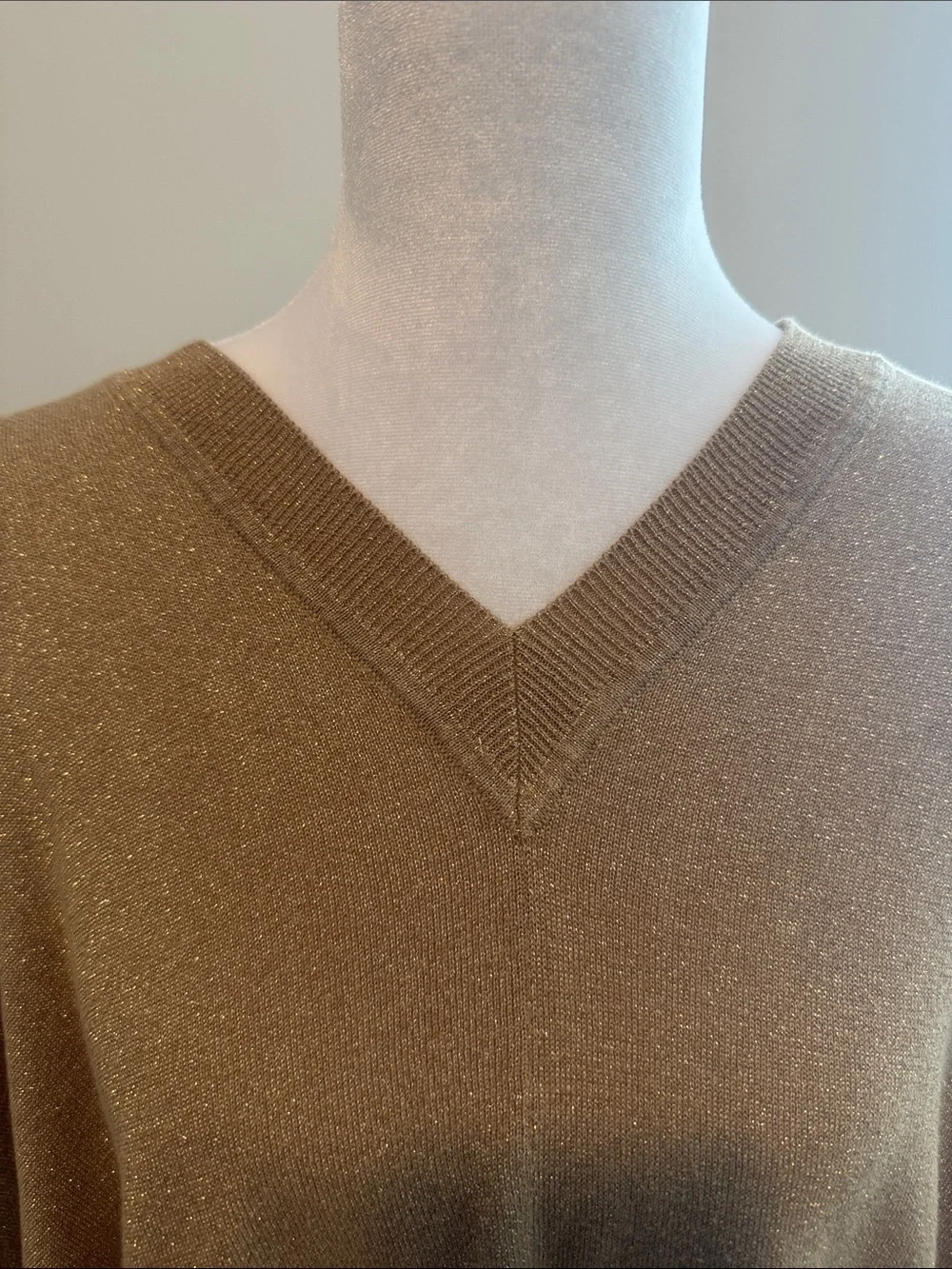 Michael Kors Gold Metallic V-Neck Knit Cape